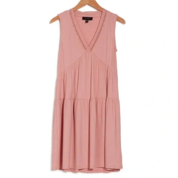 Laundry by Shelli Segal Sun Dress - Light Pink Sleeveless Crochet Trim - Picture 1 of 7